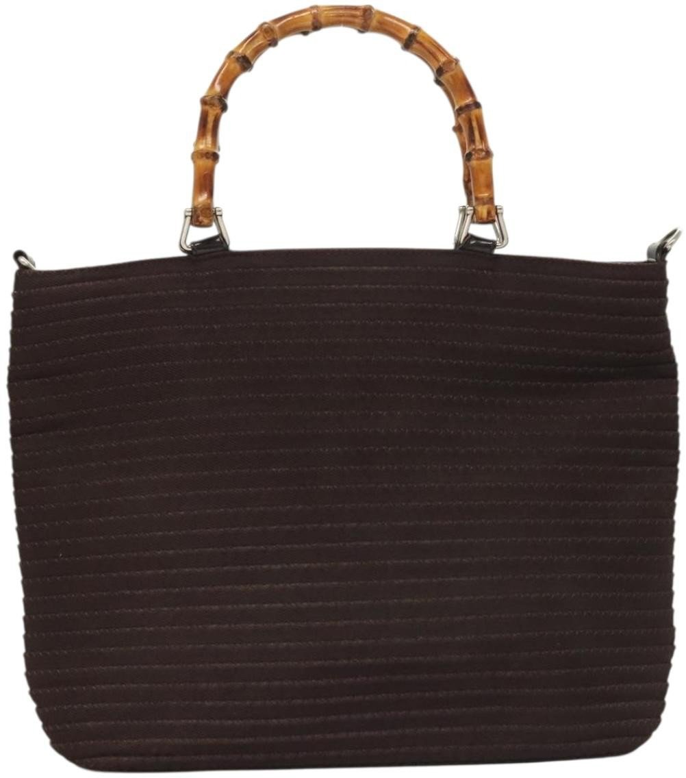 Gucci Gucci Vintage Bamboo Handle Tote Nylon Bruin