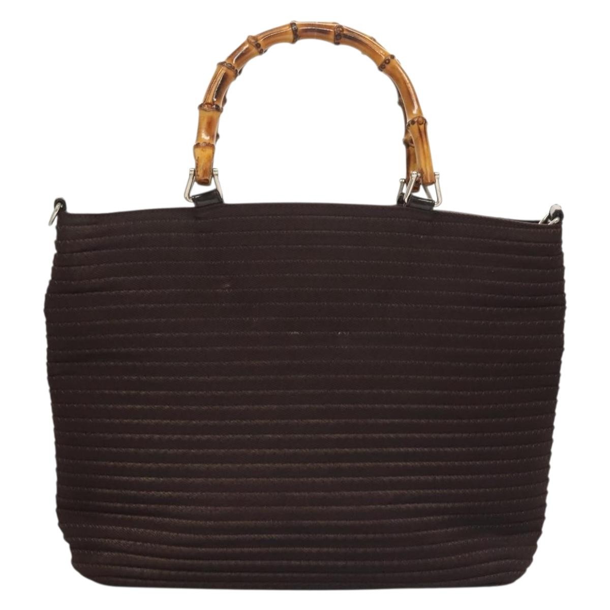 Gucci Gucci Vintage Bamboo Handle Tote Nylon Bruin
