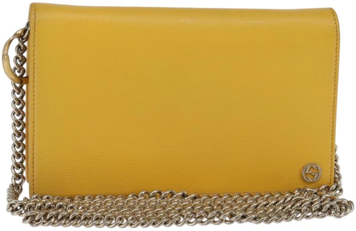Gucci Gucci Betty Chain Wallet Leather Geel