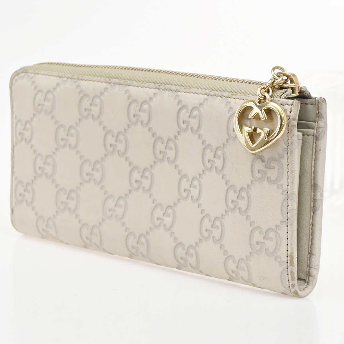 Gucci Interlocking G Zip Around Wallet (Outlet) Leather Long Beige