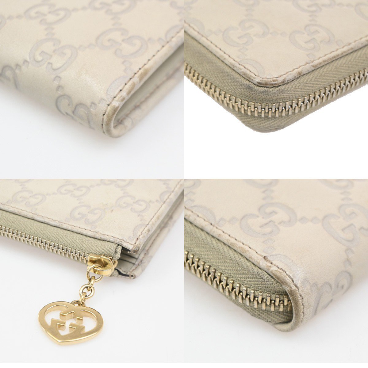 Gucci Interlocking G Zip Around Wallet (Outlet) Leather Long Beige