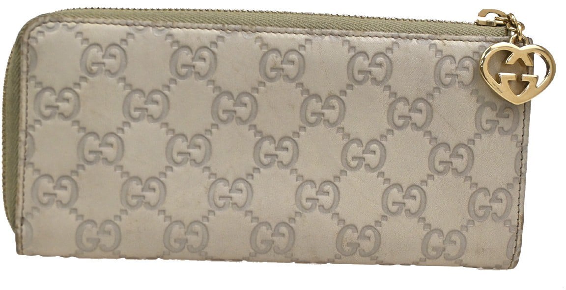 Gucci Interlocking G Zip Around Wallet (Outlet) Leather Long Beige