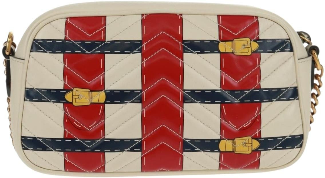 Gucci Gucci GG Marmont Camera Bag Trompe L'Oeil Matelasse Leather Small Wit