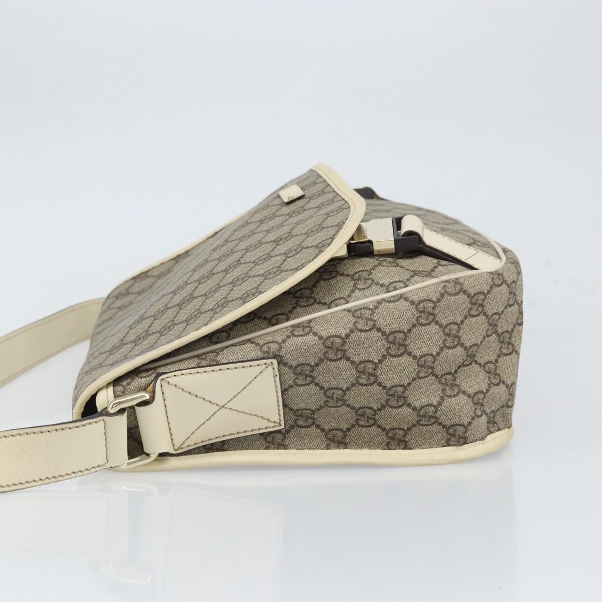 Gucci Gucci Double Buckle Flap Messenger Bag GG Coated Canvas with Leather Medium Beige