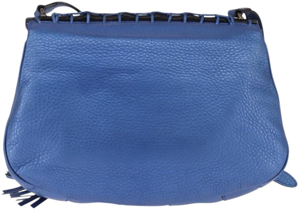Gucci Gucci Nouveau Fringe Crossbody Bag Leather Small Blauw