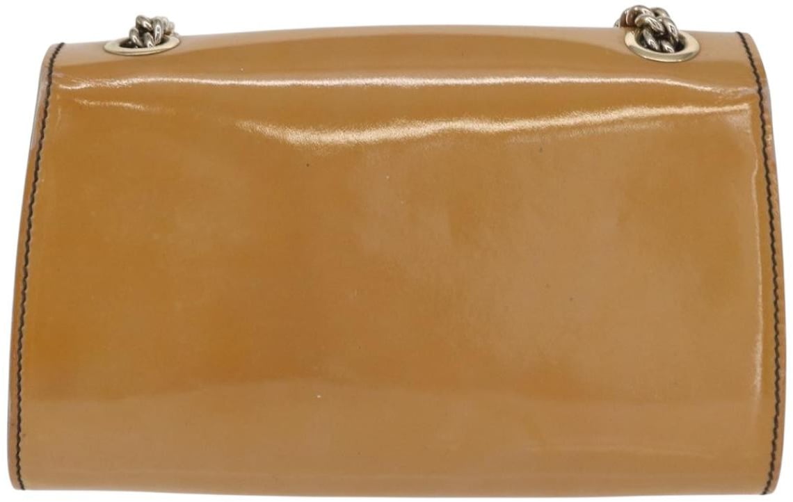 Gucci Gucci Emily Chain Flap Bag Patent Small Beige