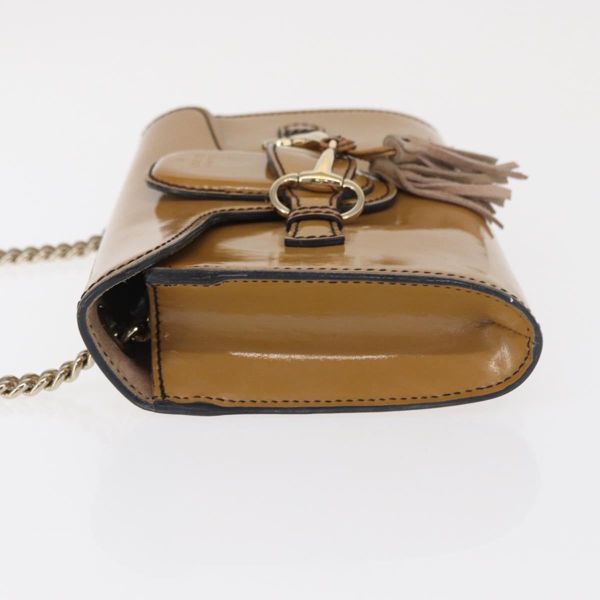 Gucci Gucci Emily Chain Flap Bag Patent Small Beige