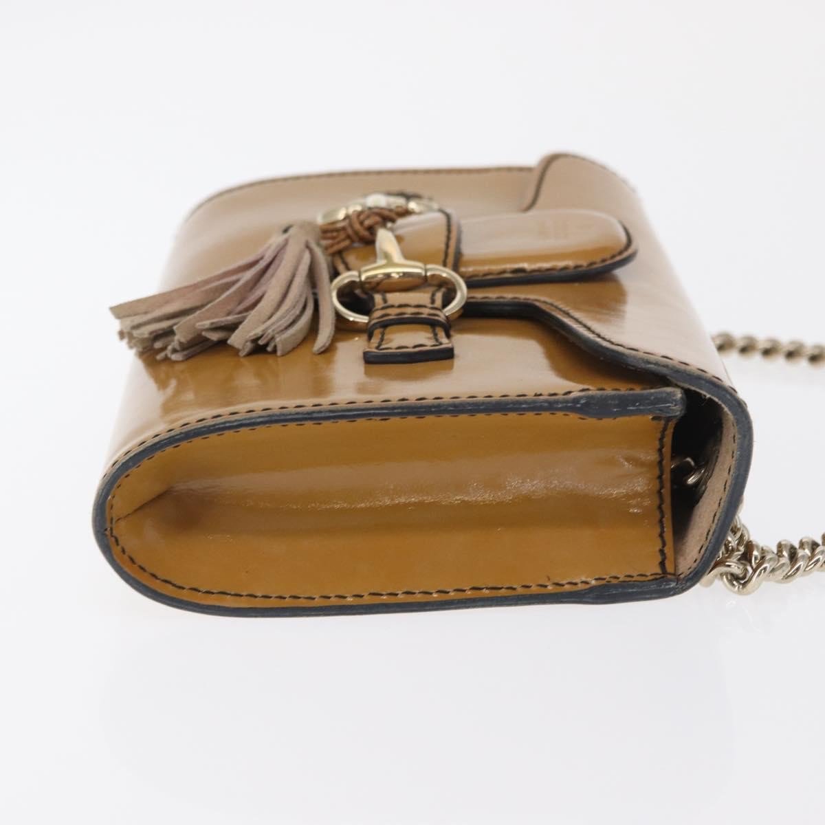 Gucci Gucci Emily Chain Flap Bag Patent Small Beige