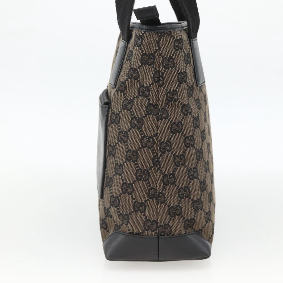 Gucci Vintage Front Pocket Tote GG Coated Canvas with Leather Zwart
