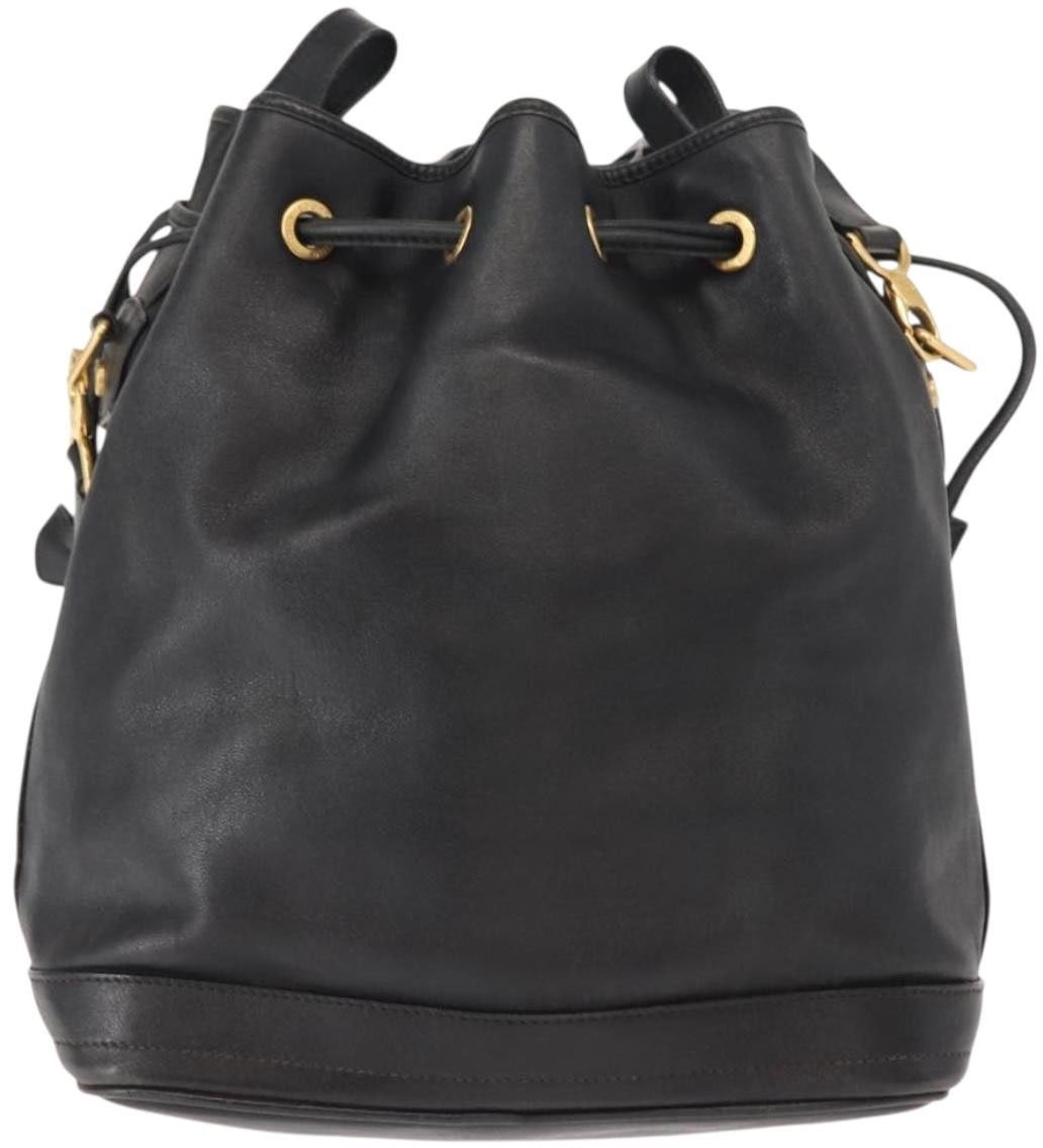 Gucci Gucci Vintage Drawstring Shoulder Bag Leather Zwart