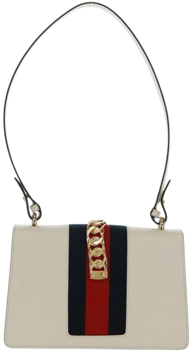 Gucci Gucci Sylvie Shoulder Bag Embroidered Leather Small Wit