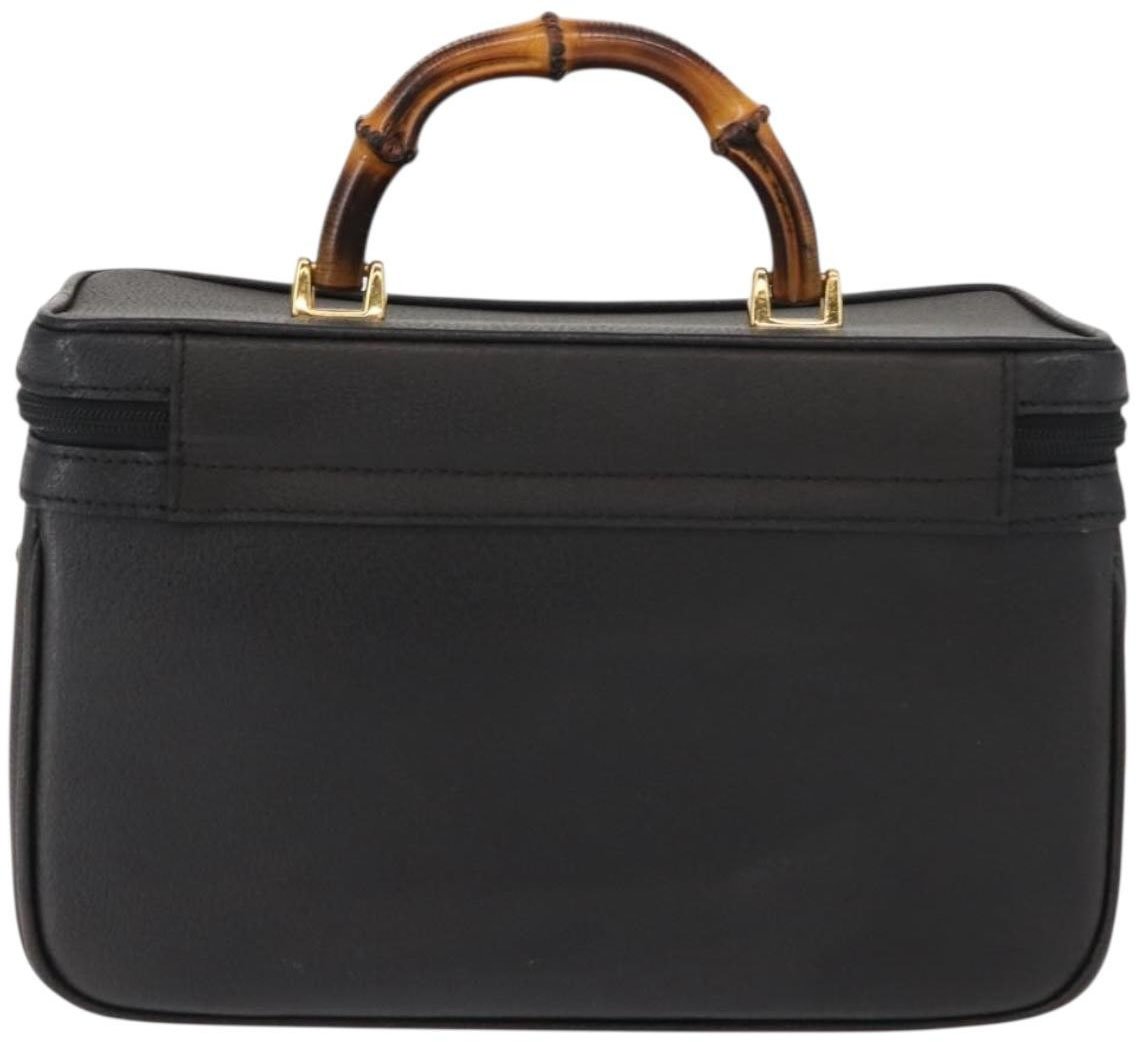 Gucci Gucci Vintage Bamboo Vanity Case Leather Medium Navy