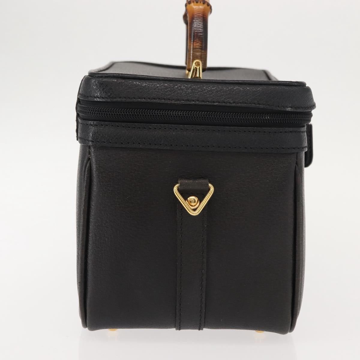Gucci Gucci Vintage Bamboo Vanity Case Leather Medium Navy