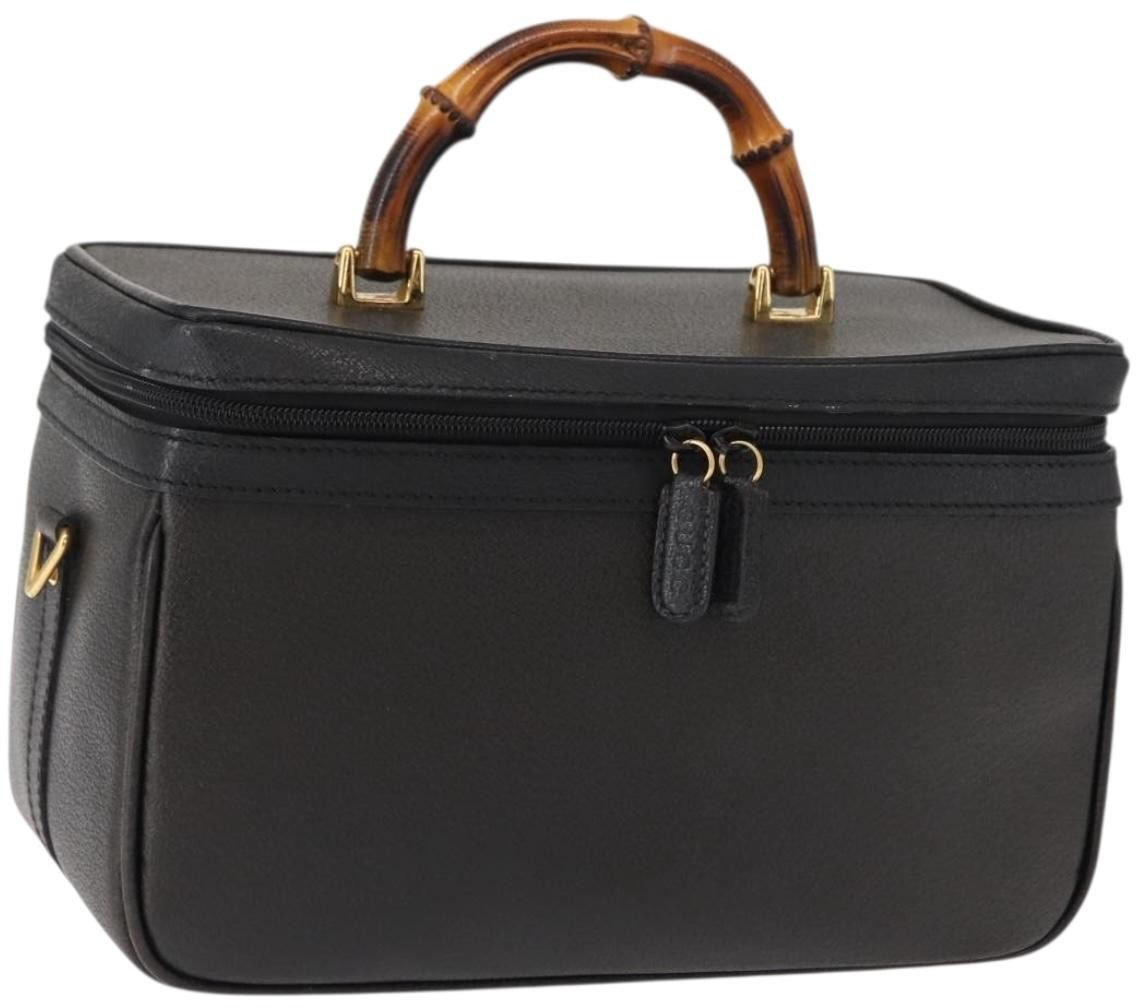 Gucci Gucci Vintage Bamboo Vanity Case Leather Medium Navy
