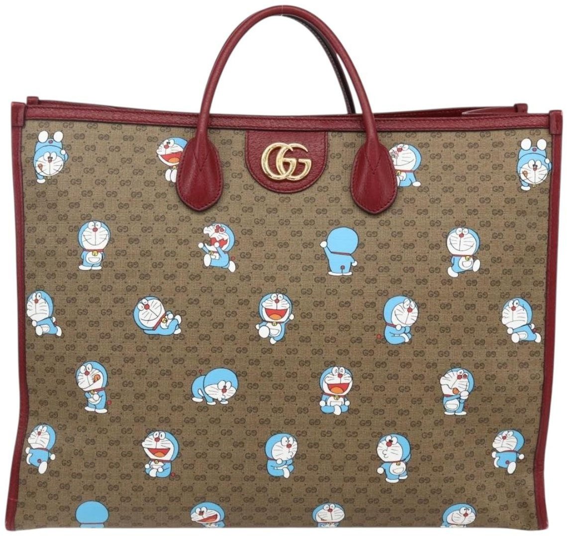Gucci Gucci Doraemon Tote Printed Mini GG Coated Canvas Large Beige