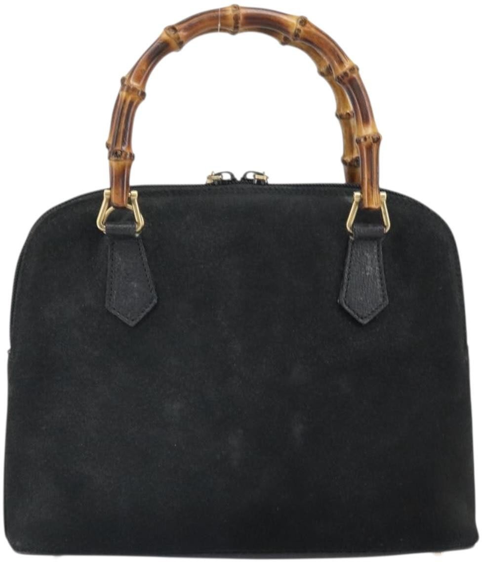 Gucci Gucci Vintage Bamboo Top Handle Bag Seude Zwart
