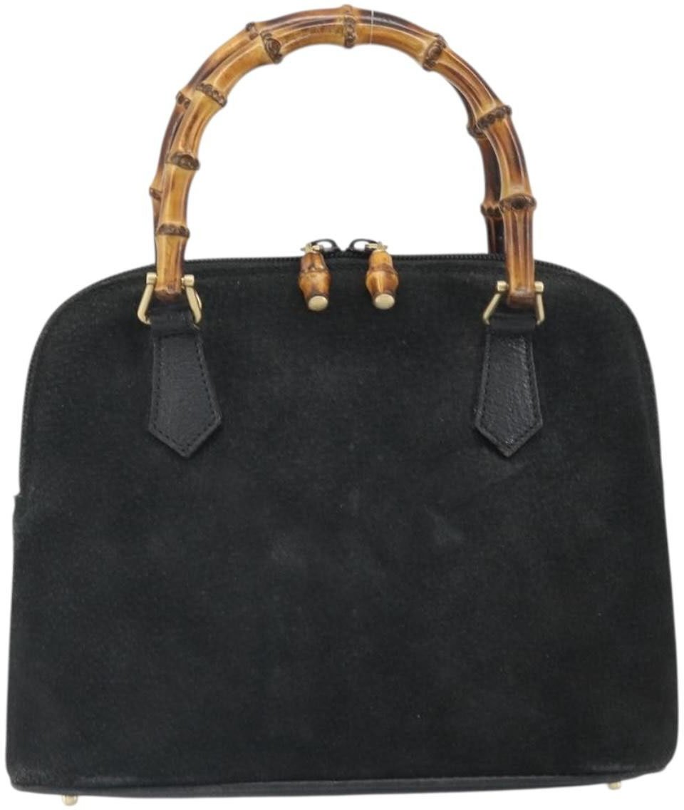 Gucci Gucci Vintage Bamboo Top Handle Bag Seude Zwart