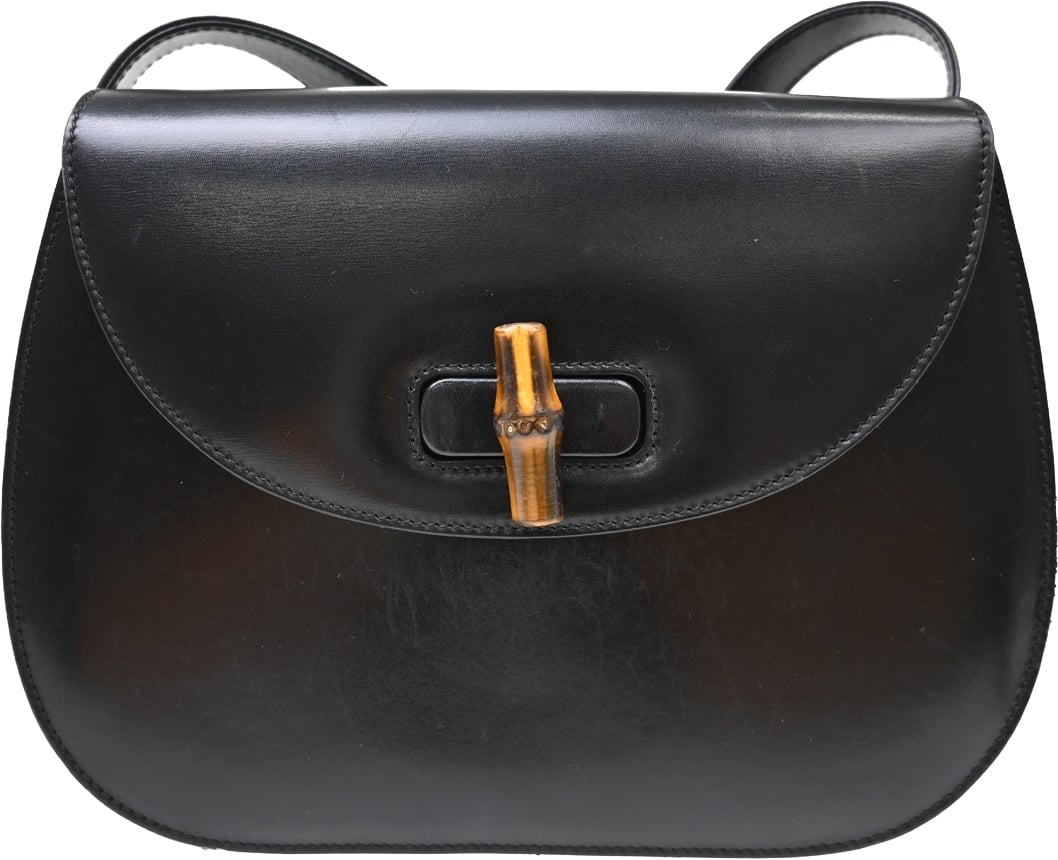 Gucci Vintage Lady Lock Flap Leather Small Zwart