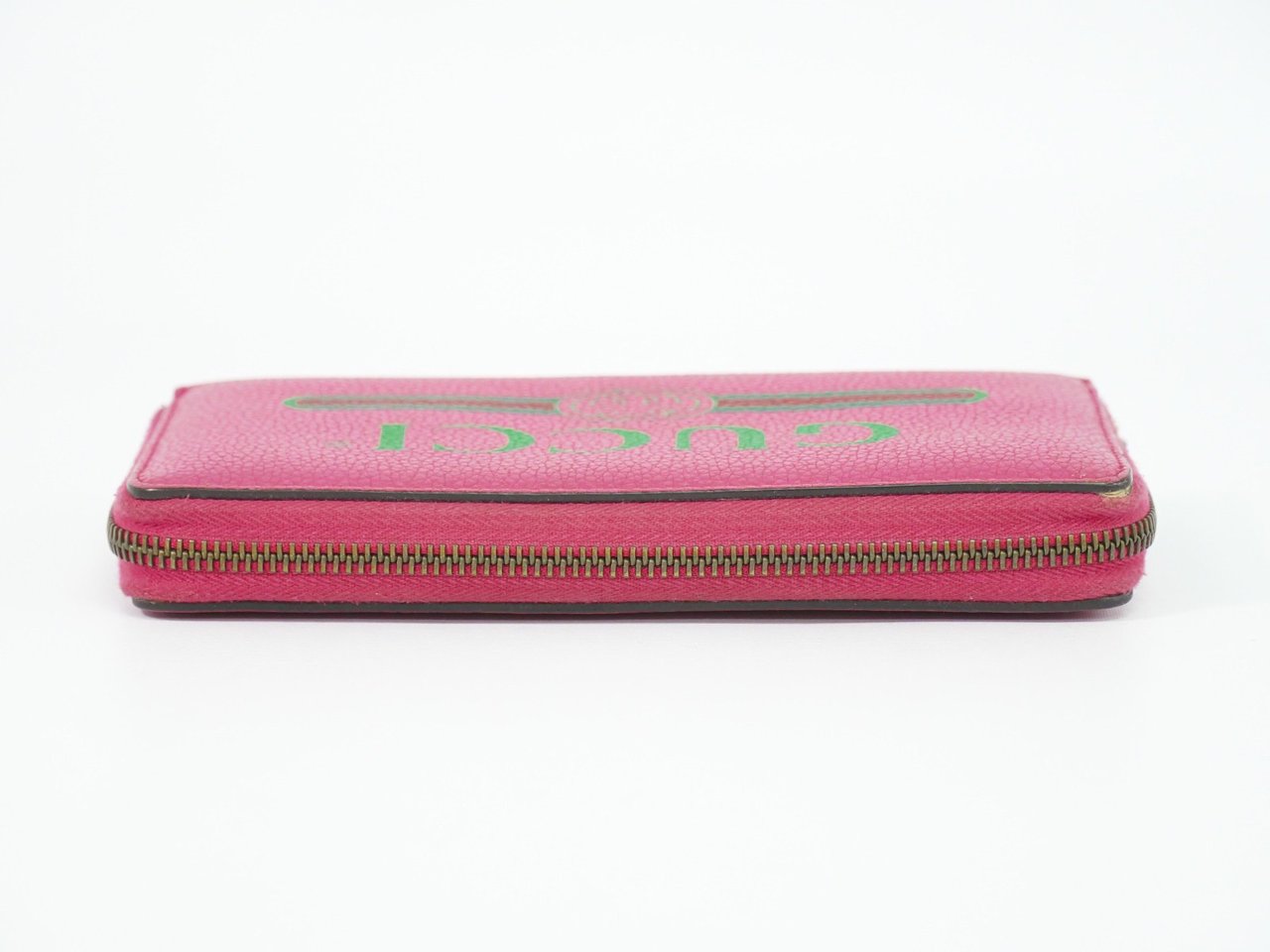 Gucci Vintage Logo Zip Around Wallet Leather Long Roze