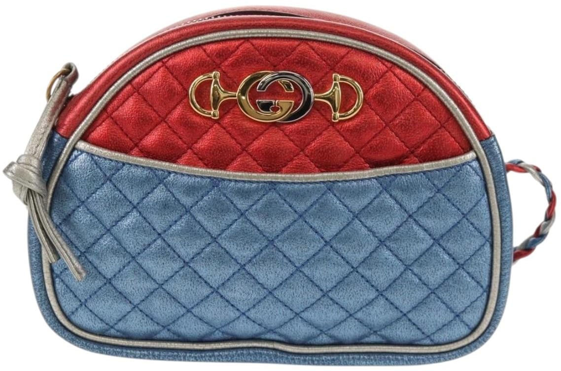 Gucci Gucci Trapuntata Camera Shoulder Bag Lambskin Blauw