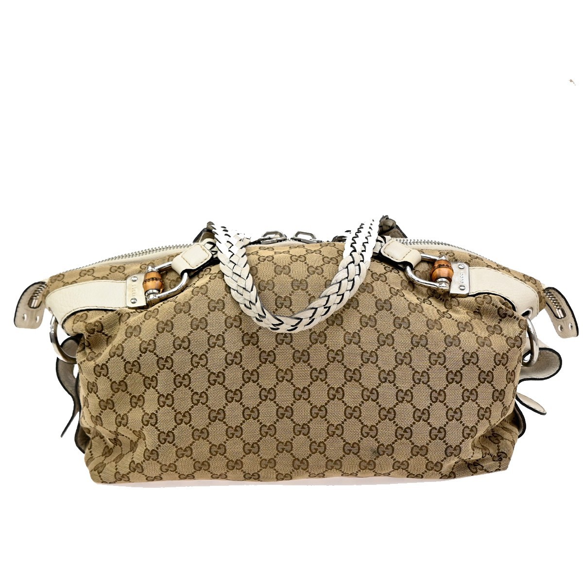 Gucci Gucci Bamboo Bar Shoulder Bag GG Canvas Large Bruin