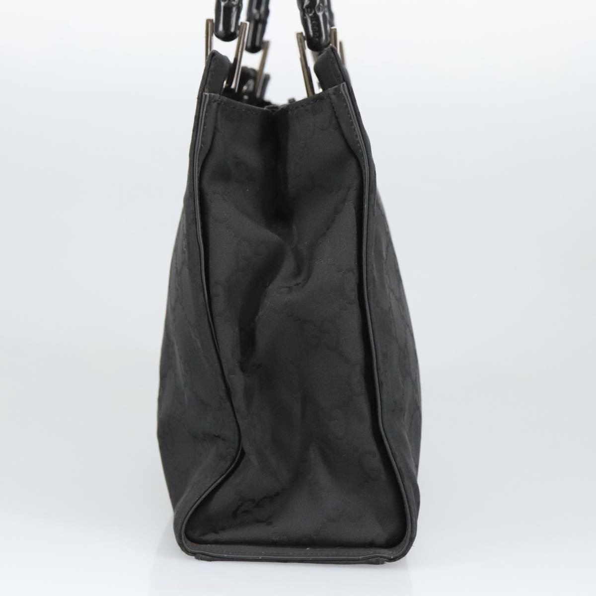 Gucci Vintage Bamboo Handle Tote GG Nylon Medium Zwart