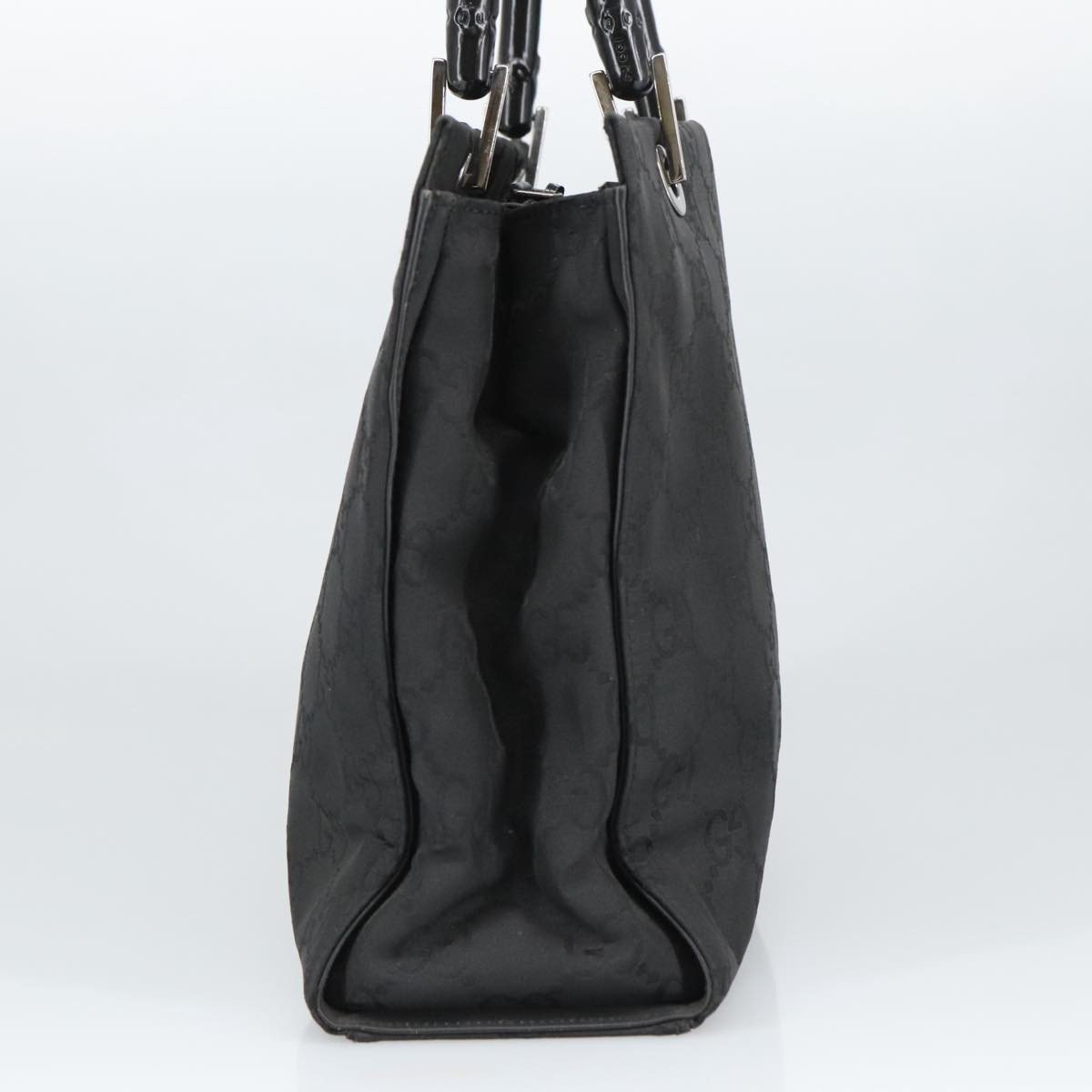 Gucci Vintage Bamboo Handle Tote GG Nylon Medium Zwart