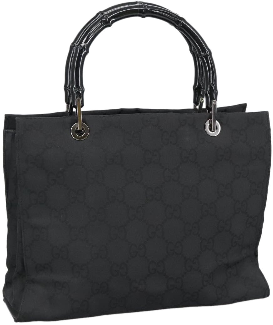 Gucci Gucci Vintage Bamboo Handle Tote GG Nylon Medium Zwart