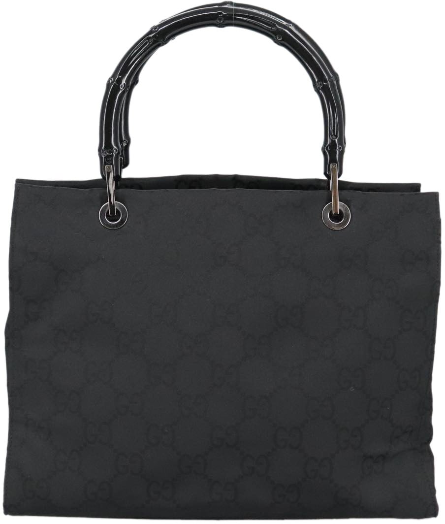 Gucci Vintage Bamboo Handle Tote GG Nylon Medium Zwart