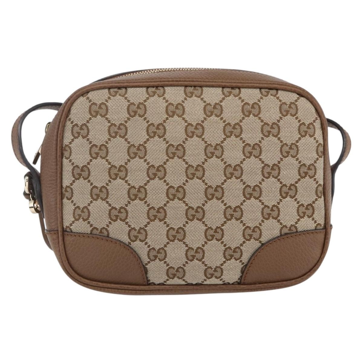 Gucci Bree Disco Crossbody Bag GG Canvas with Leather Mini Beige