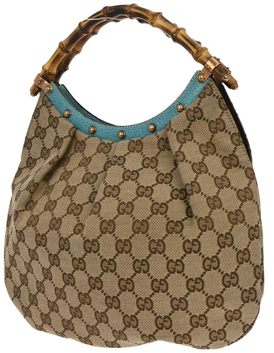 Gucci Gucci Vintage Bamboo Hobo GG Canvas Large Beige