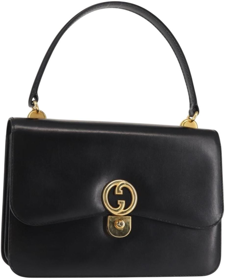 Gucci Gucci 1973 Flap Top Handle Bag Leather Medium Zwart