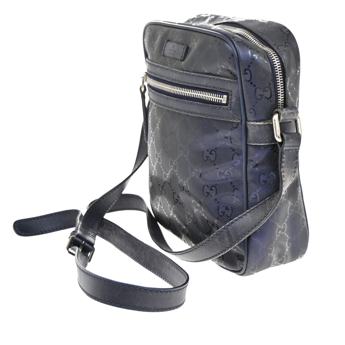 Gucci Gucci Zip Crossbody Bag GG Imprime Small Navy