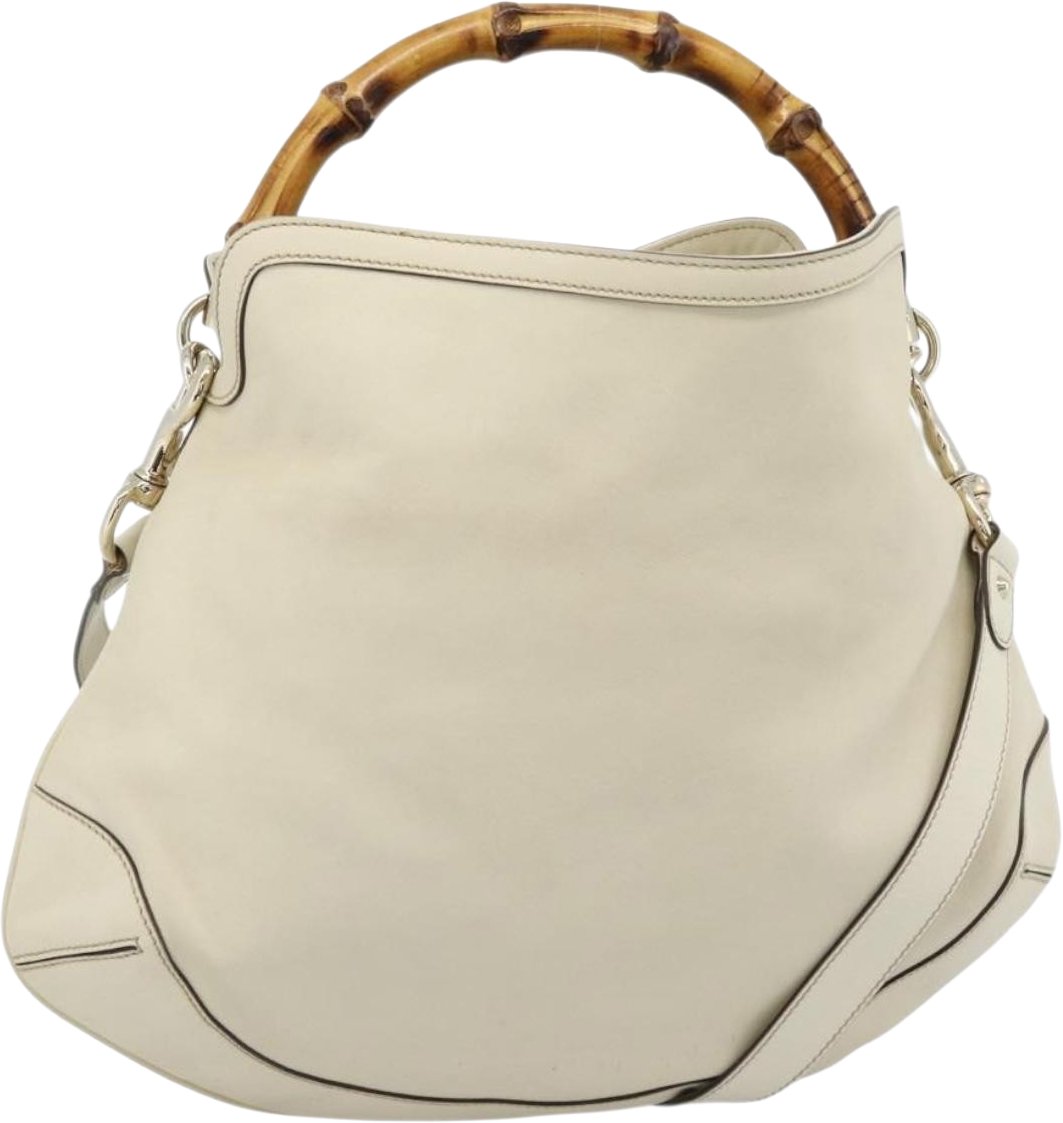 Gucci Gucci Vintage Convertible Bamboo Top Handle Bag Leather Large Divers