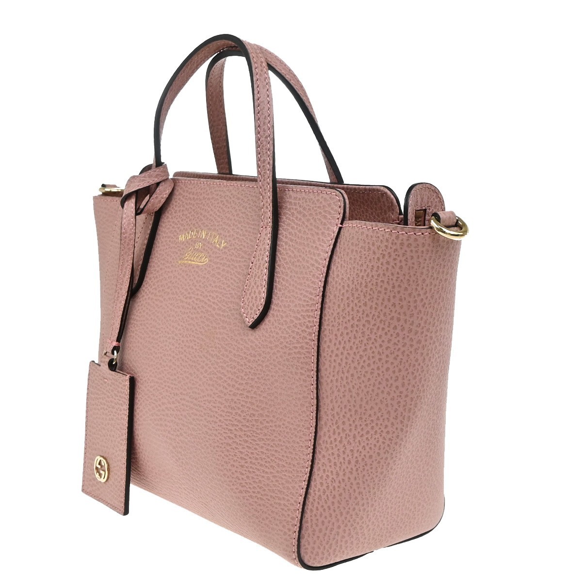Gucci Gucci Swing Crossbody Bag Pebbled Leather Mini Roze