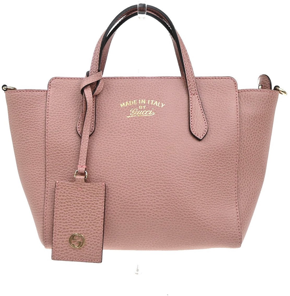 Gucci Gucci Swing Crossbody Bag Pebbled Leather Mini Roze