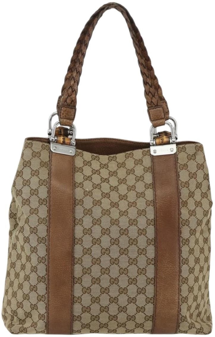 Gucci Gucci Bamboo Bar Tote GG Canvas Large Beige