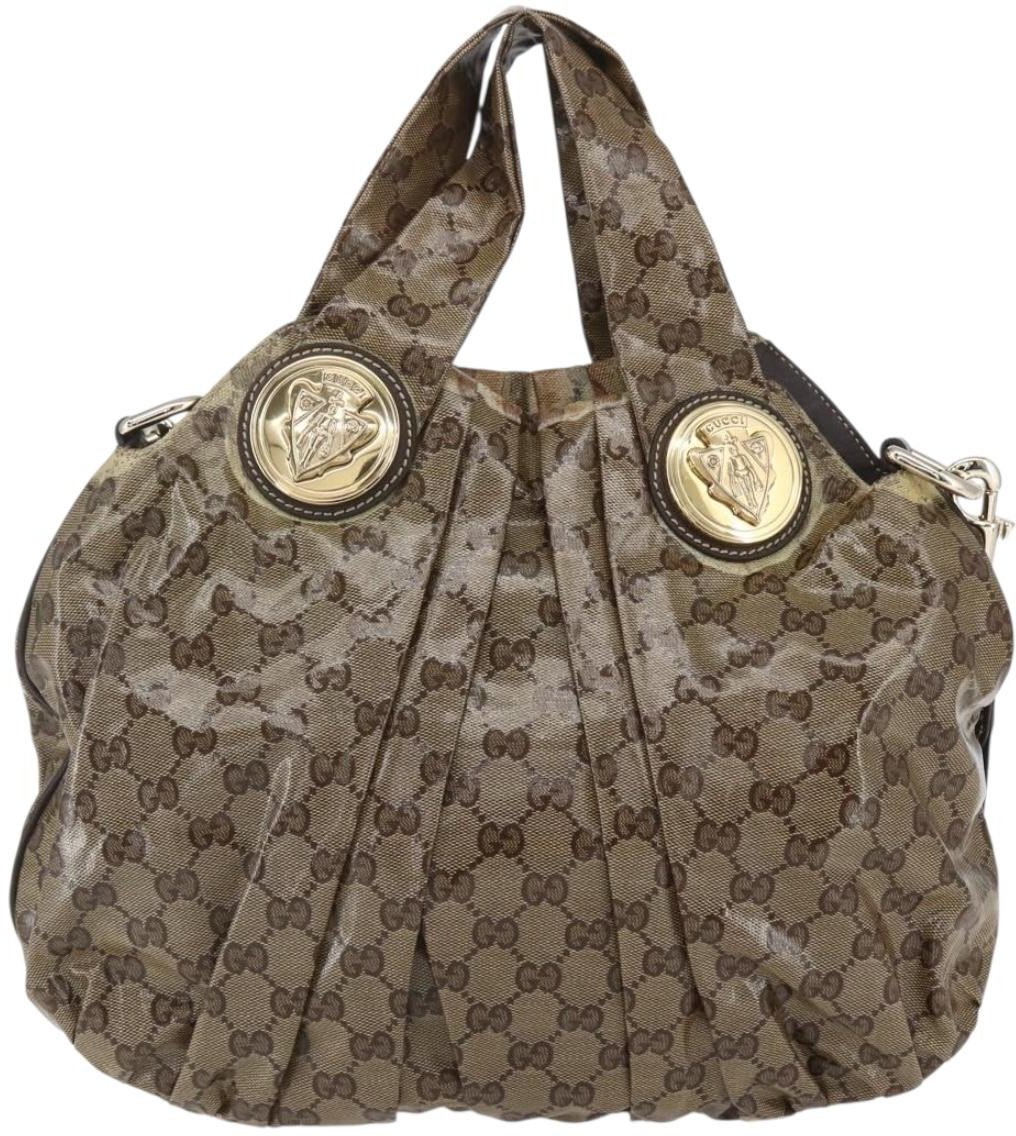 Gucci Gucci Hysteria Convertible Top Handle Bag GG Coated Canvas Large Beige