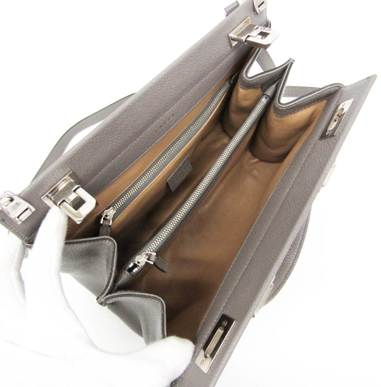 Gucci Zumi Top Handle Leather Medium Grijs