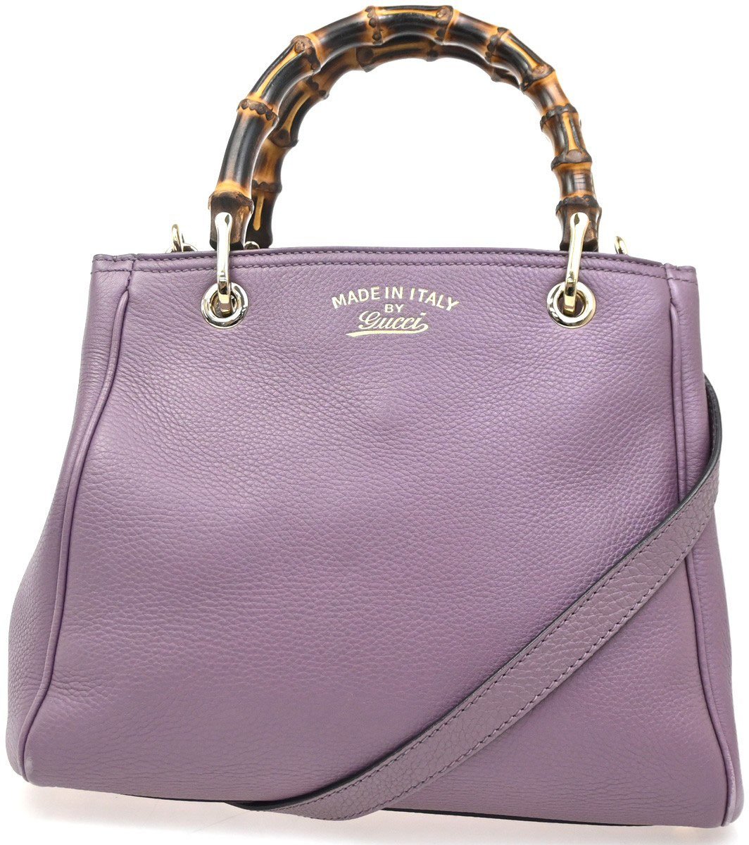 Gucci Gucci Bamboo Shopper Tote Leather Small Paars
