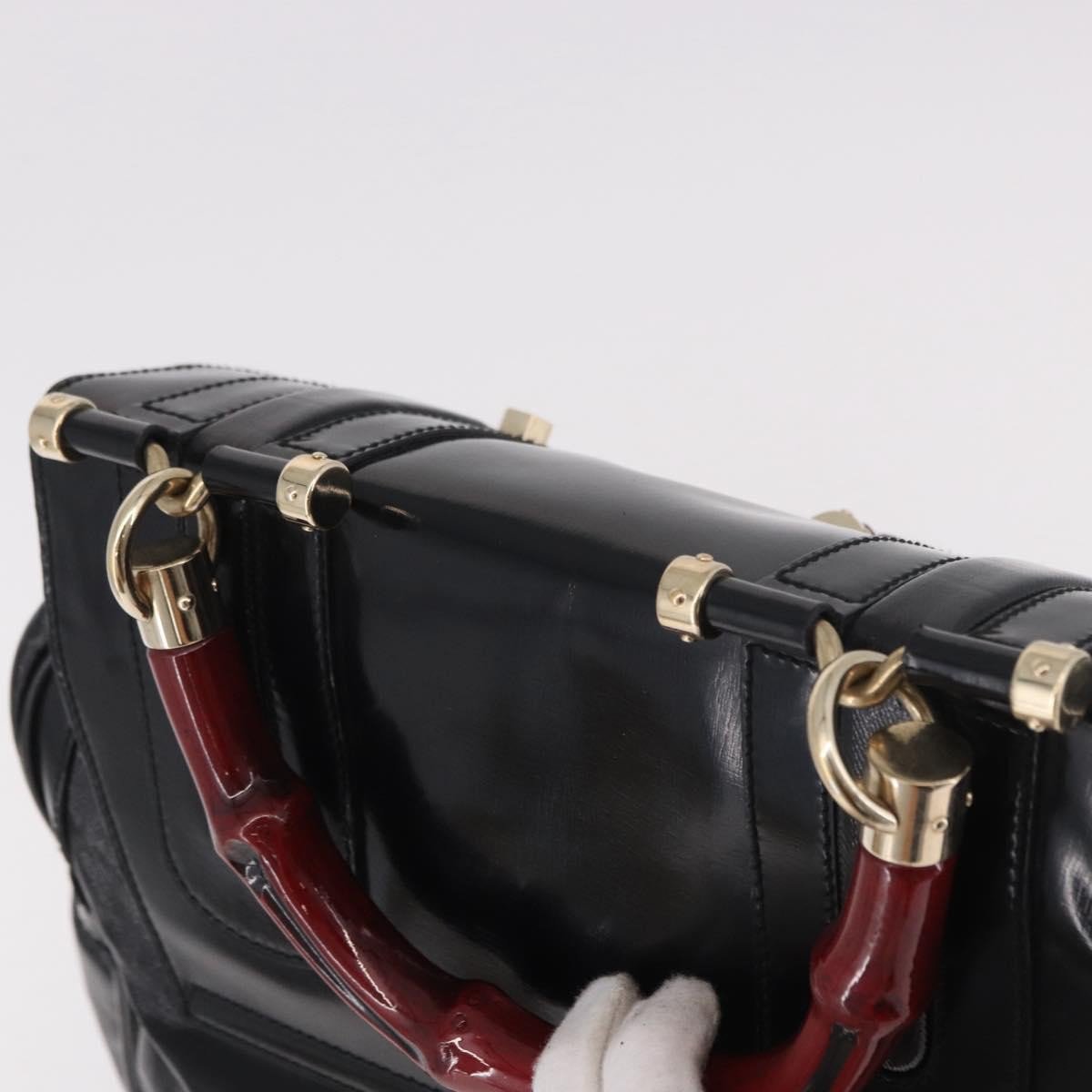 Gucci Pop Bamboo Handle Dialux Coated Canvas Medium Zwart