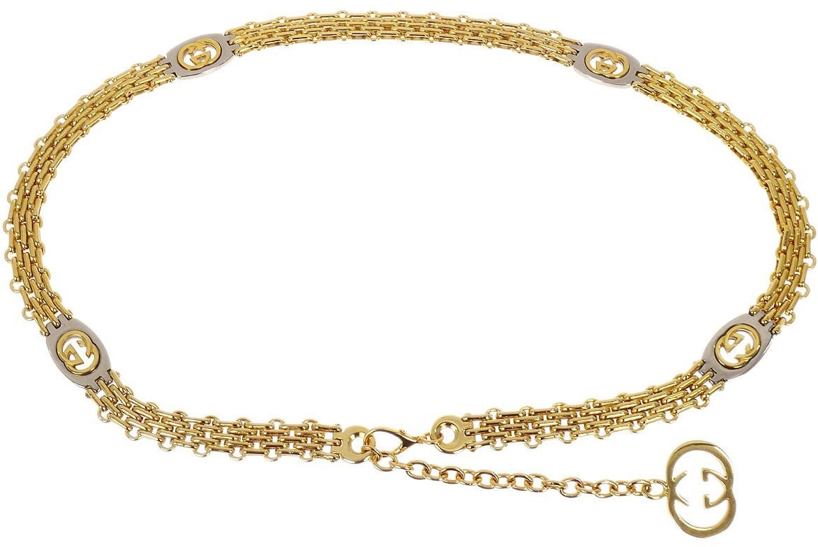 Gucci Gucci Vintage Multi Interlocking G Chain Belt Metal Goud
