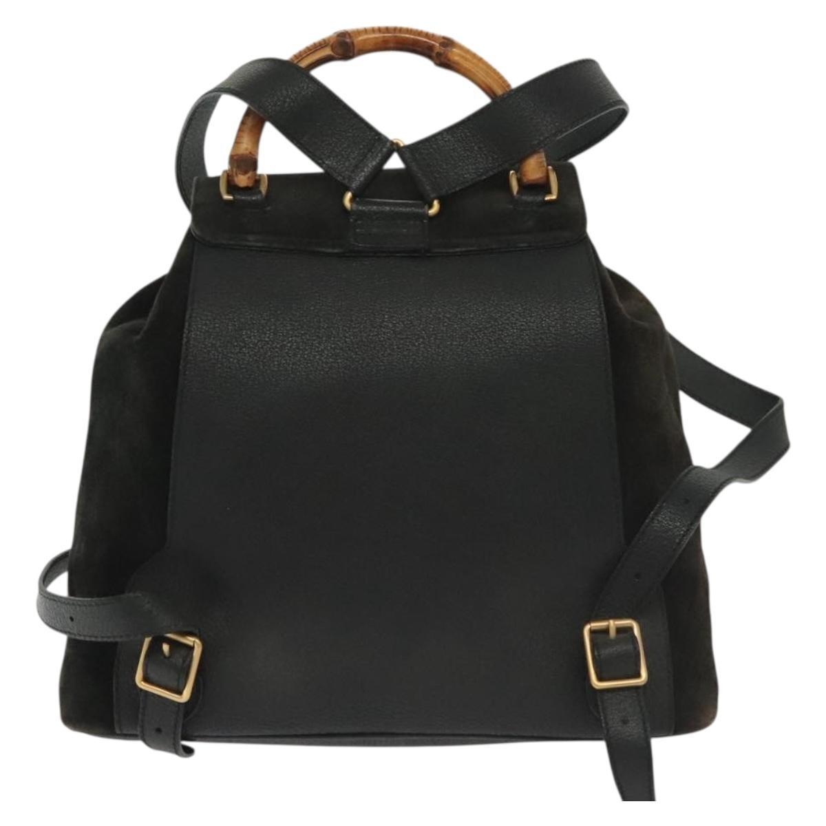 Gucci Gucci Bamboo Tassel Backpack Suede Medium Zwart