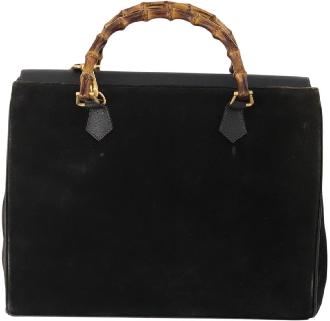 Gucci Vintage Diana Bamboo Top Handle Tote Ostrich Medium Zwart