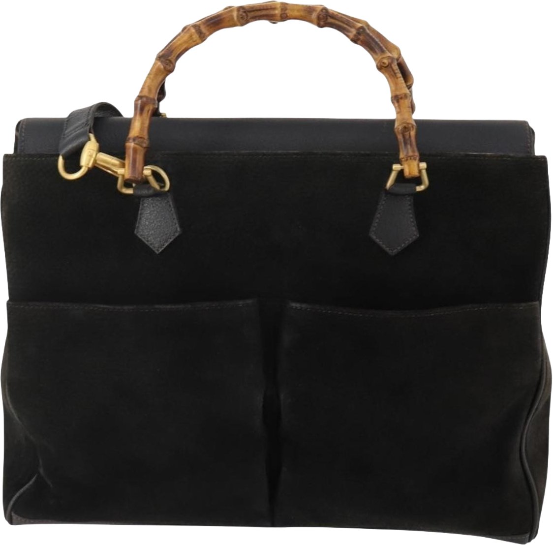 Gucci Vintage Diana Bamboo Top Handle Tote Ostrich Medium Zwart
