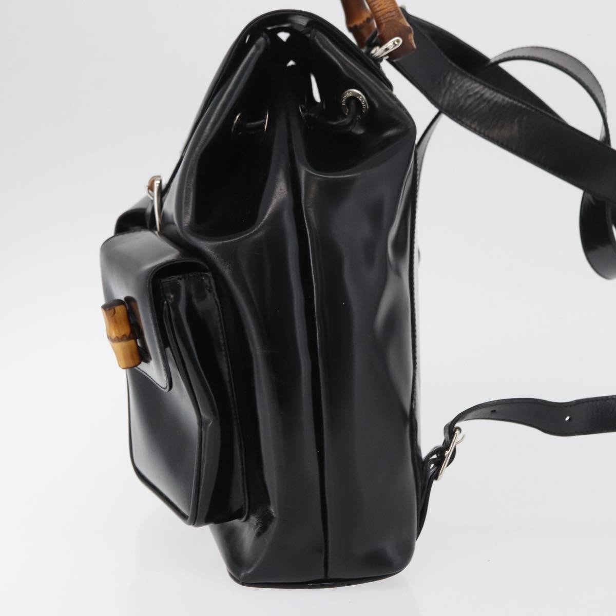 Gucci Gucci Vintage Bamboo Backpack Patent leather Zwart