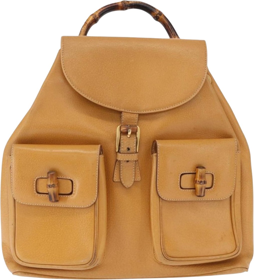 Gucci Vintage Bamboo Leather Bruin