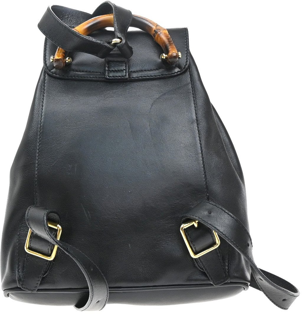 Gucci Gucci Vintage Bamboo Backpack Leather Zwart