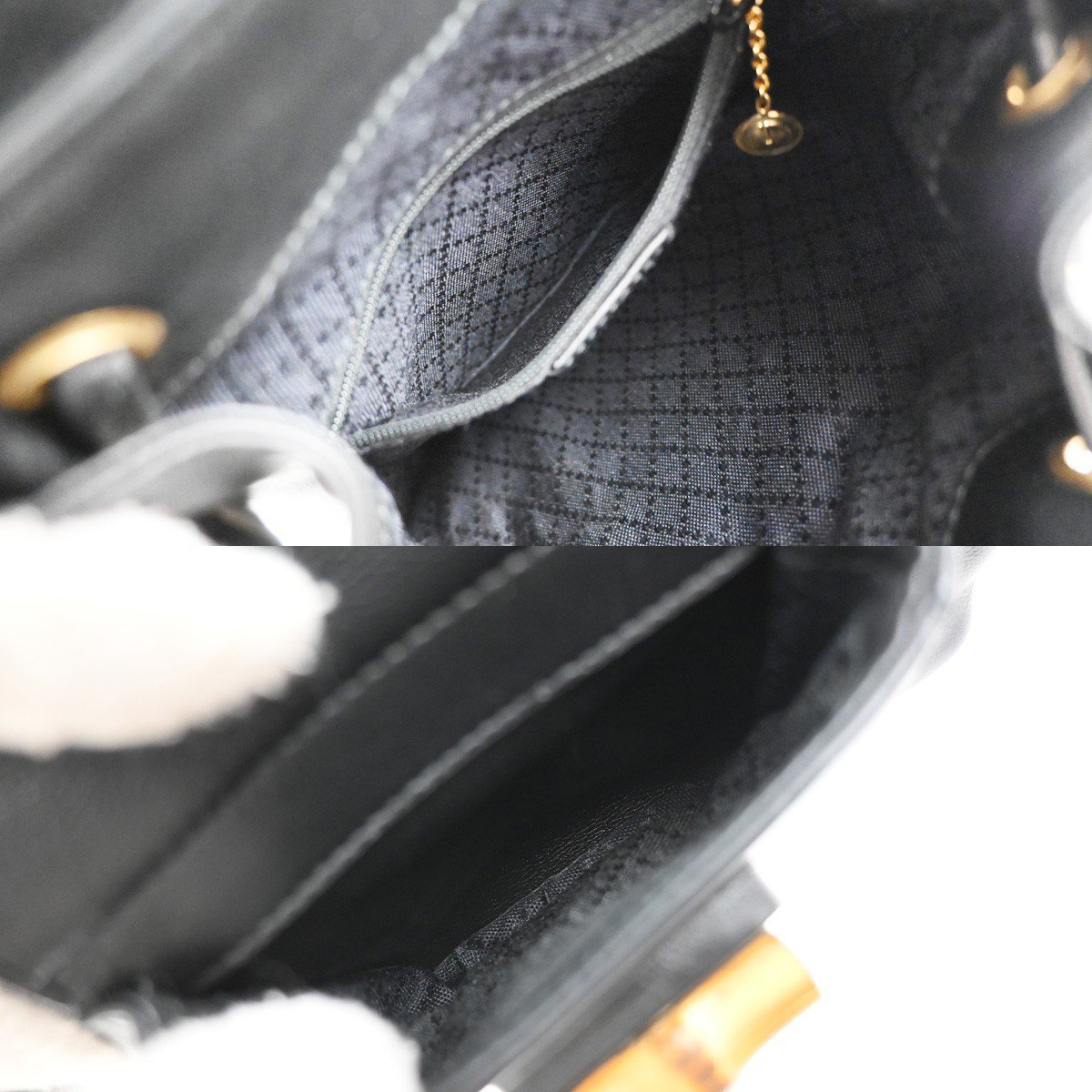 Gucci Gucci Vintage Bamboo Backpack Leather Zwart