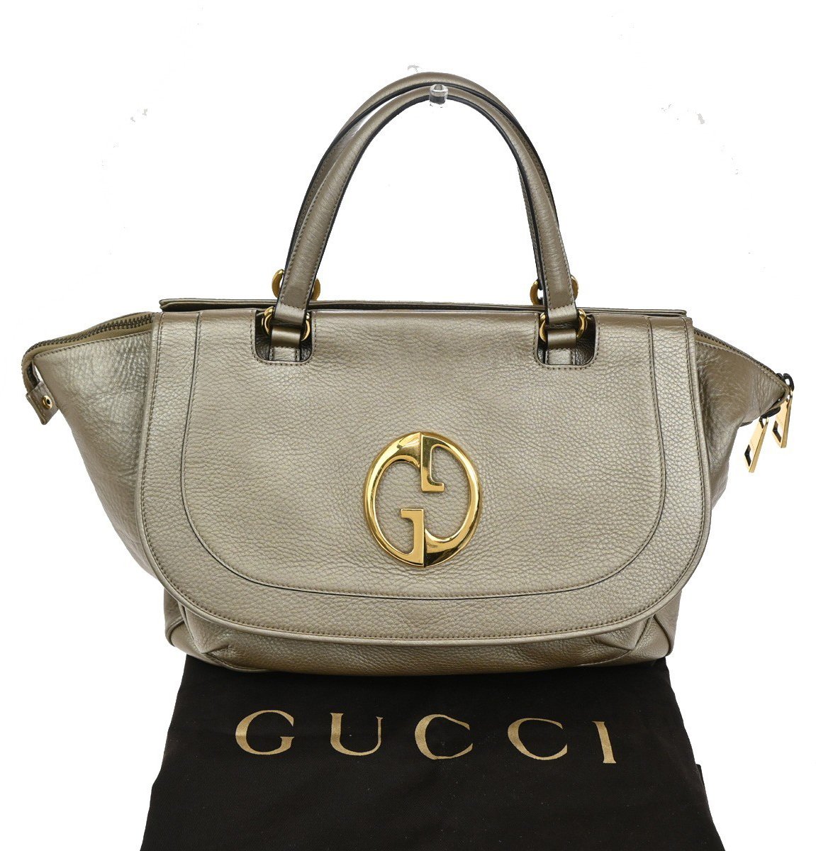 Gucci Gucci 1973 Top Handle Bag Leather Medium Goud